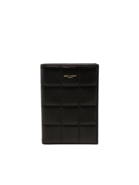 logo-stamp quilted matelassé leather wallet