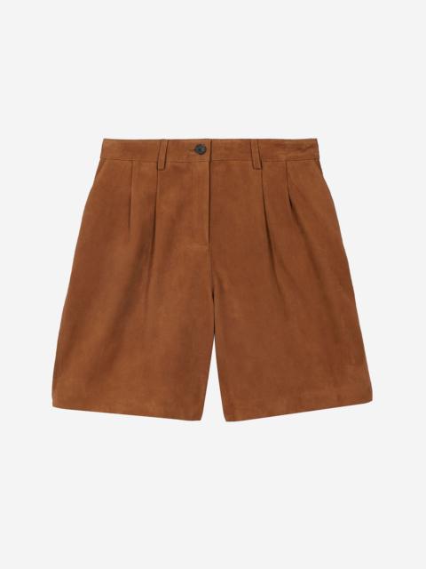 The Kooples CAMEL SUEDE BERMUDA SHORTS WITH DARTS
