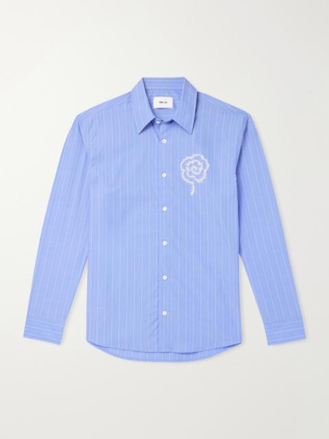 NN07 Quinsy App 5322 Embroidered Striped Supima Cotton-Poplin Shirt