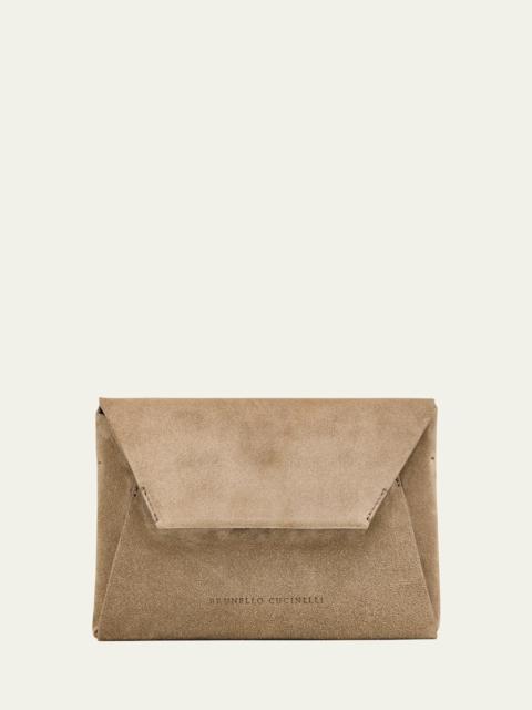 Brunello Cucinelli Envelope Flap Suede Wallet on Chain