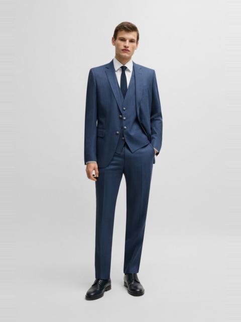 BOSS SLIM-FIT THREE-PIECE SUIT IN PATTERNED WOOL