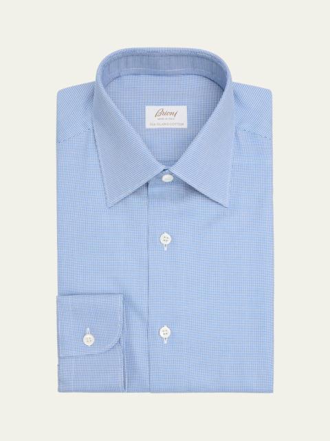 Brioni Men's Sea Island Cotton Micro-Houndstooth Dress Shirt