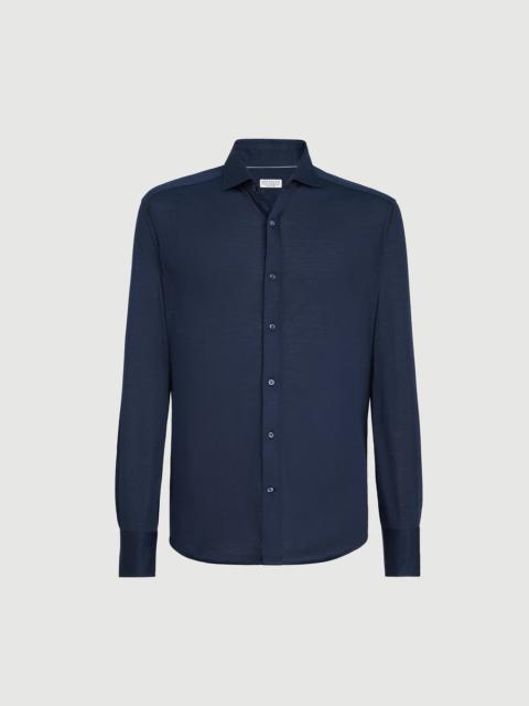 Brunello Cucinelli Silk and cotton jersey shirt with spread collar