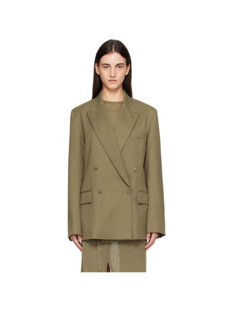 The Frankie Shop Khaki Newark Double Breasted Blazer