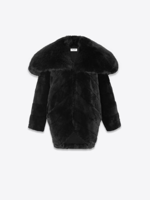 SAINT LAURENT oversize coat in animal-free fur