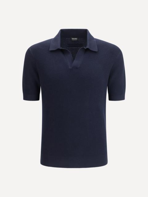 ZEGNA Premium Cotton Polo with open collar