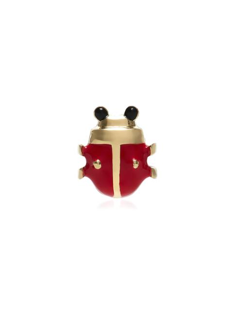 Yvonne Léon Mini Ladybug 9K Gold Enamel Single Earring