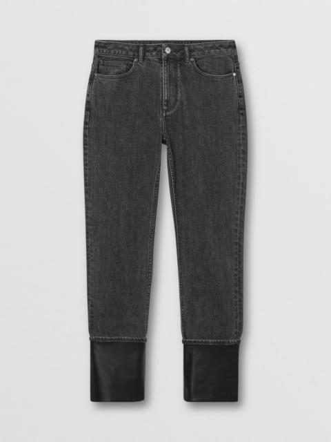 Burberry Straight Fit Contrast Cuff Washed Jeans
