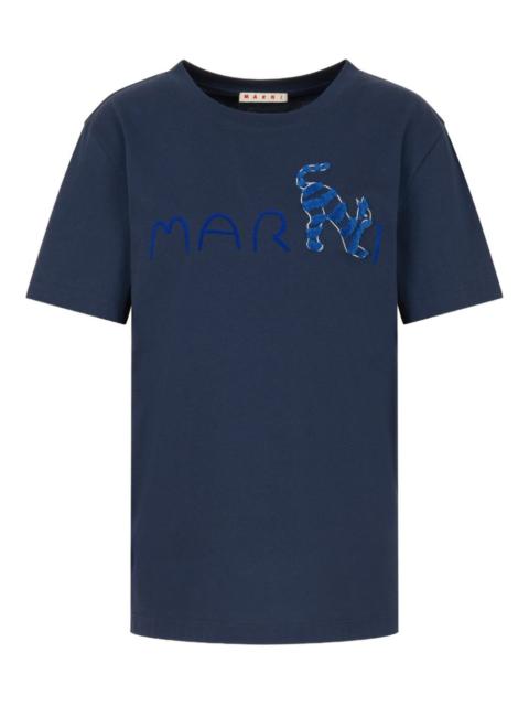 Marni flocked logo animal T-shirt