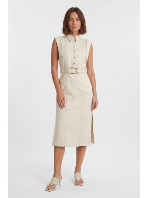 KAREN MILLEN Petite Tailored Top Stitch Detail Belted Midi Dress