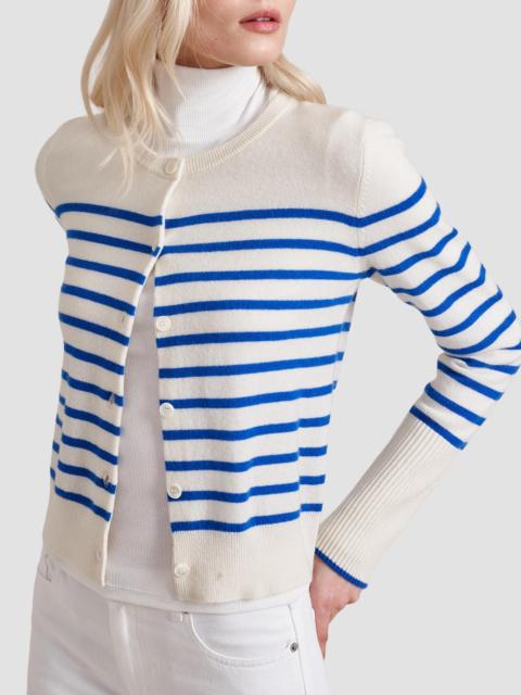 LA LIGNE Women's Striped Cardigan - Cream Cobalt