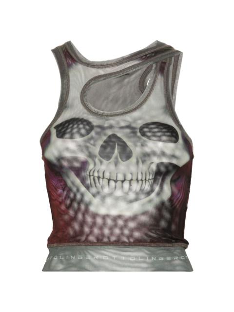 OTTOLINGER skull-print mesh tank top