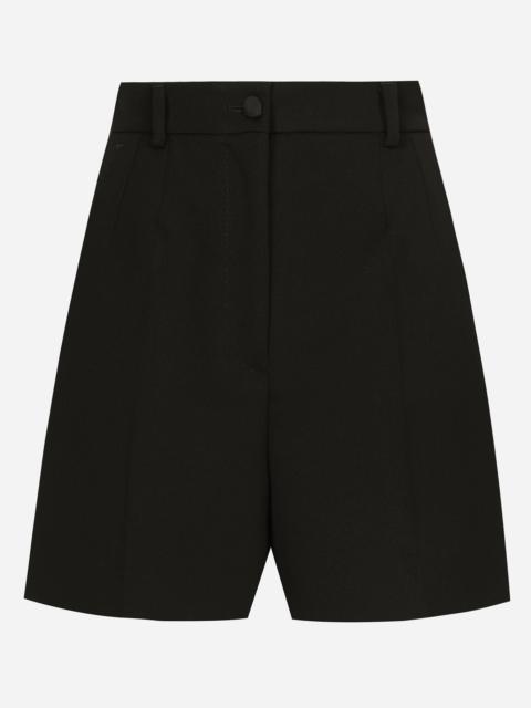 Wool gabardine tuxedo shorts