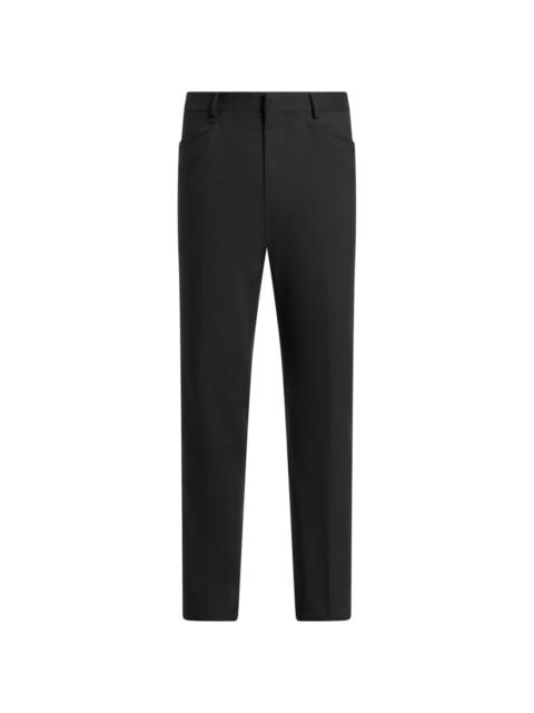 slim-fit silk tailored trousers