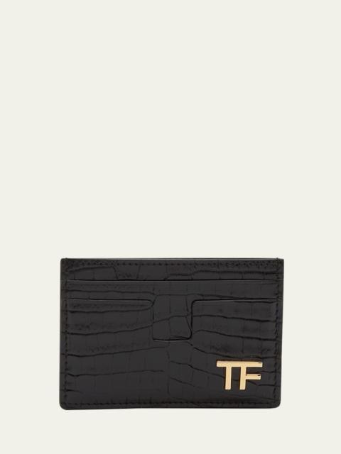 TOM FORD Men's T Line Alligator-Print Card Holder