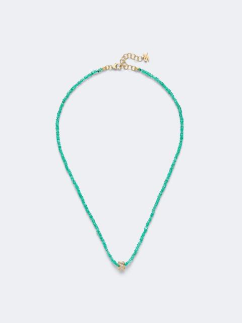 SUZANNE KALAN Infinite 18kt gold beaded necklace with emeralds and diamonds