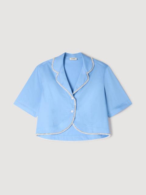 Sandro COTTON SHIRT WITH BEADED TRIM
