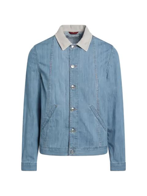Brunello Cucinelli contrast-collar denim jacket