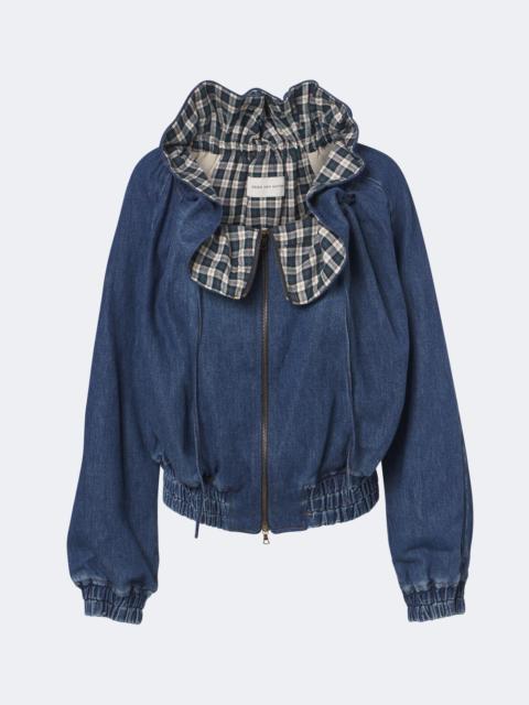 Dries Van Noten Checked ruffled denim jacket