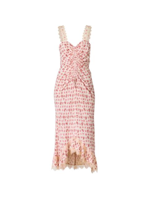 Cinq à Sept Stevie lace-trim ruched maxi dress