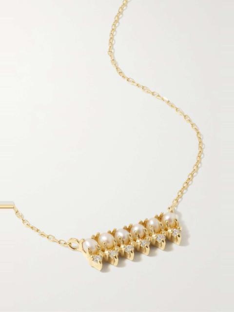 MATEO The Little Things 14-karat gold, diamond and pearl necklace