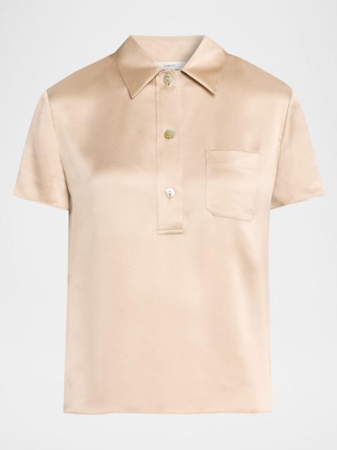 Vince Silk Charmeuse Short-Sleeve Polo Shirt