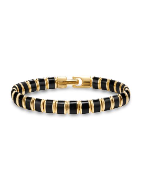 DAVID YURMAN Men's Spiritual Beads Flat Bead Bracelet in 18K Yellow Gold - Black Onyx