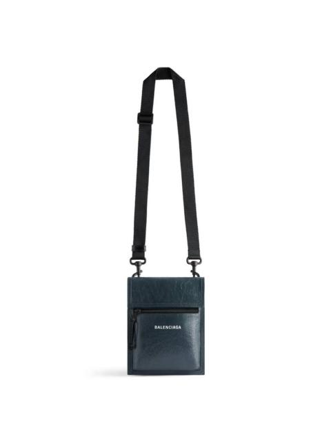 BALENCIAGA Men's Explorer Small Pouch With Strap  in Dark Blue