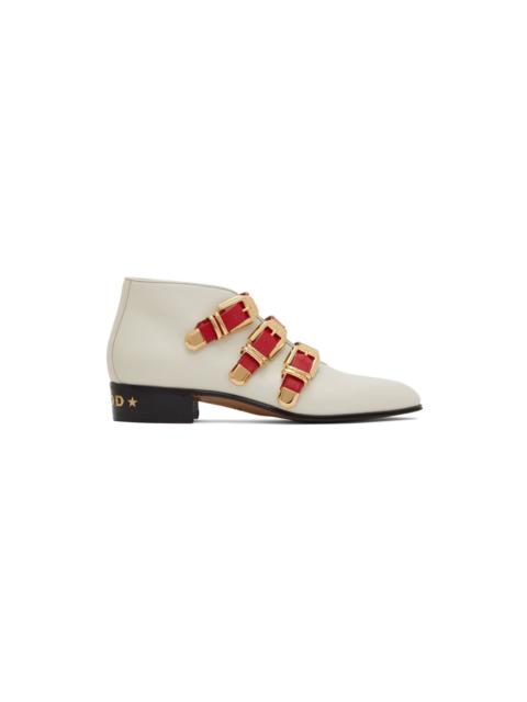 GUCCI Off-White Leather Ankle Boots