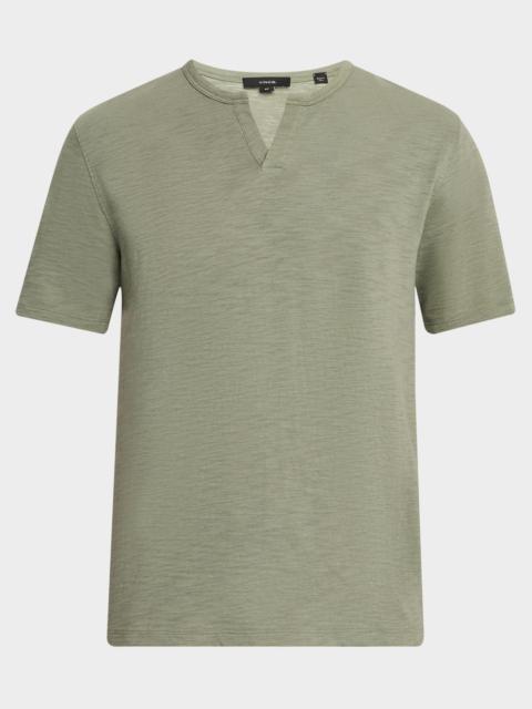 Vince Men's Split-Neck Slub Cotton T-Shirt