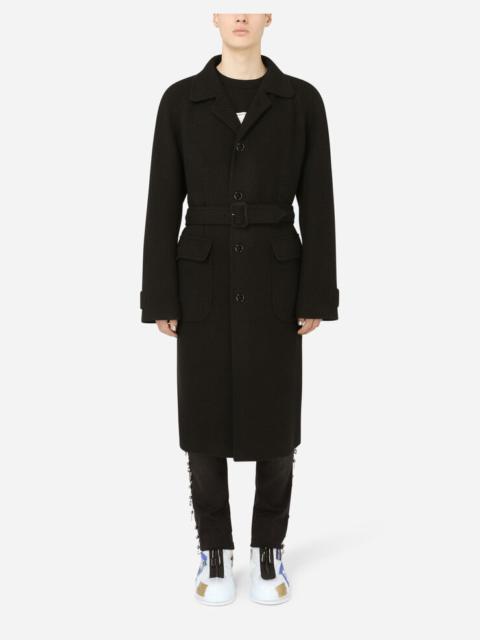 Dolce & Gabbana Single-breasted coat with jersey belt