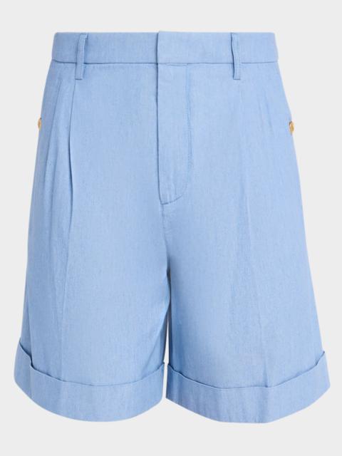 Valentino Men's Cuffed Denim Bermuda Shorts