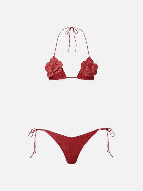 Oséree Lumière floral-appliqué lamé bikini