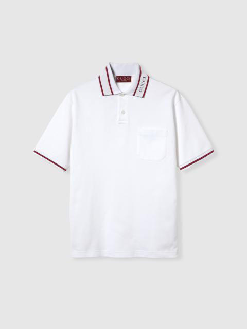 GUCCI Cotton piquet polo shirt with Web