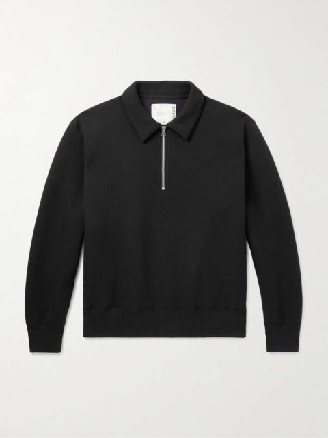 sacai Sponge Cotton-Blend Fleece Half-Zip Sweatshirt