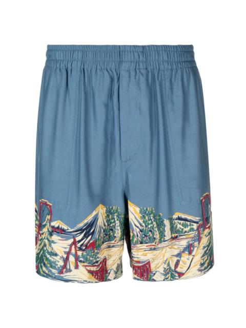 beaded graphic-print deck shorts