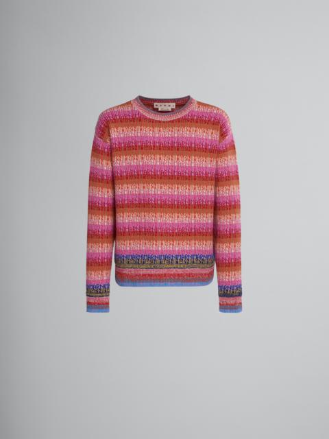 WOOL TOP WITH MULTICOLOUR STRIPES AND JACQUARD LOGO