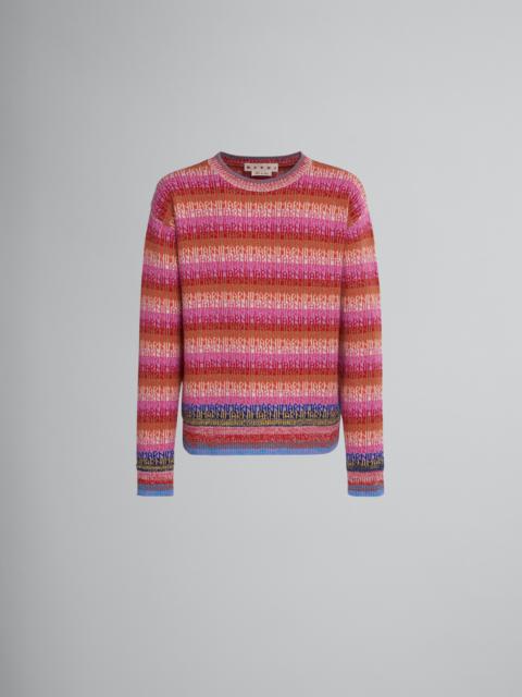 Marni WOOL TOP WITH MULTICOLOUR STRIPES AND JACQUARD LOGO