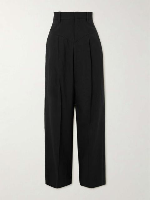 Isabel Marant Staya pleated paneled hemp-blend cady wide-leg pants