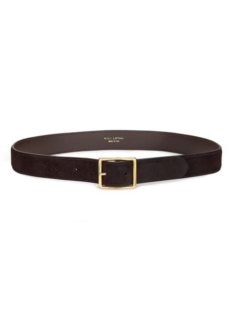 NILI LOTAN Women's Gabriele Suede Belt - Espresso Gold