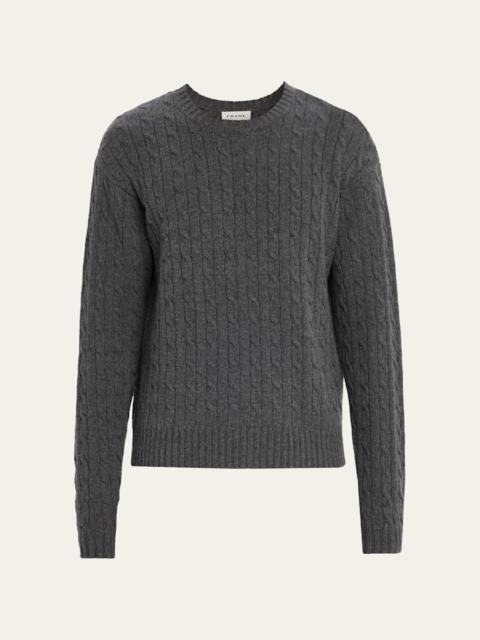 FRAME Men's Cable Knit Cashmere and Wool Crewneck Sweater