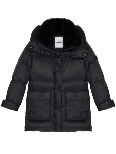 3/4 puffer jacket with lambswool hood