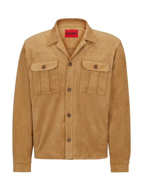HUGO OVERSIZE-FIT OVERSHIRT IN SYNTHETIC COATED FABRIC