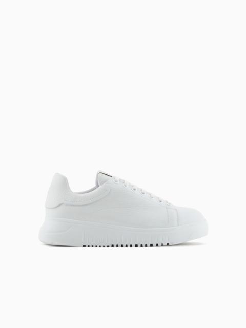 EMPORIO ARMANI Tumbled leather sneakers