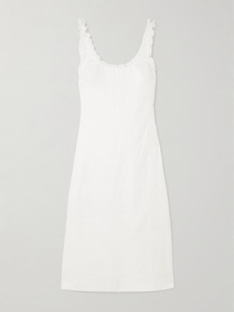 POSSE Florence Ruffle-trimmed Linen Midi Dress