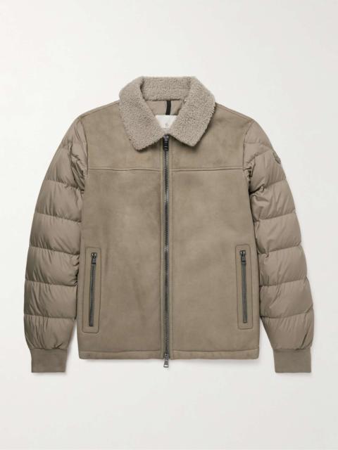 Jumeaux Logo-Appliquéd Shearling and Leather-Trimmed Suede and Quilted Shell Down Jacket