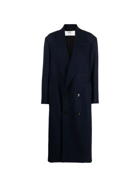 AMI Paris double-breasted long overcoat