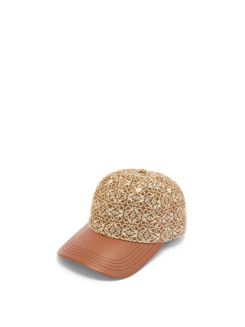 Loewe Anagram cap in jacquard and calfskin