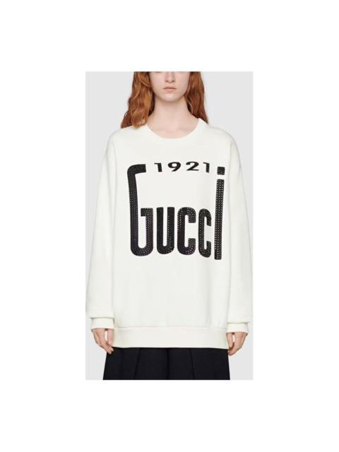 GUCCI (WMNS) Gucci Crystal '1921 Gucci' Sweatshirt 'White' 617964-XJDZE-9088