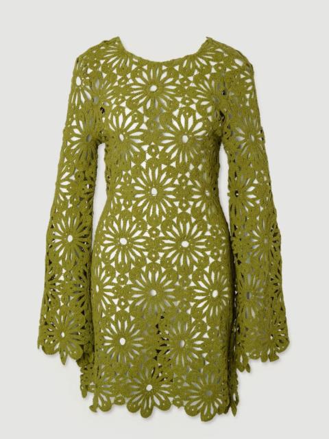 KAREN MILLEN Floral Crochet Woven Beach Mini Dress